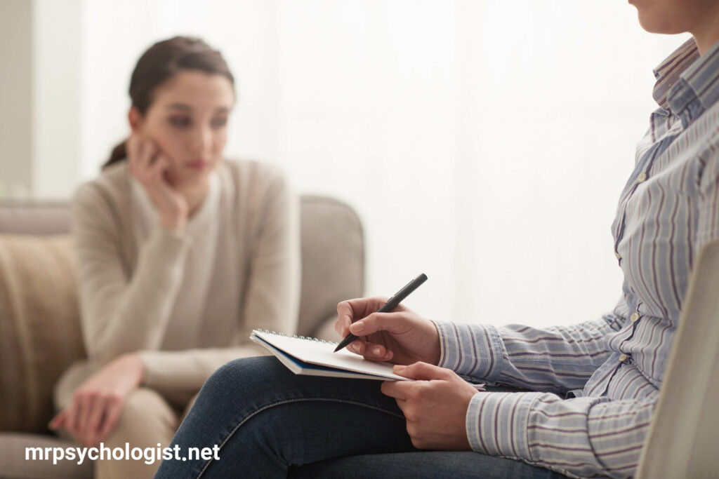 Psychologist listening to her patient
